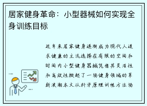 居家健身革命：小型器械如何实现全身训练目标